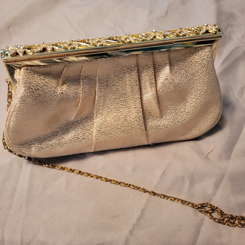 Gold Embellished evening clutch purse - Picture 2 of 5